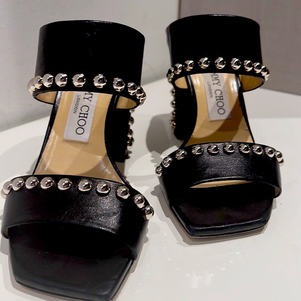 Jimmy Choo black, European 36.5 ( 6.5, 7) black with silver studs, made in Italy